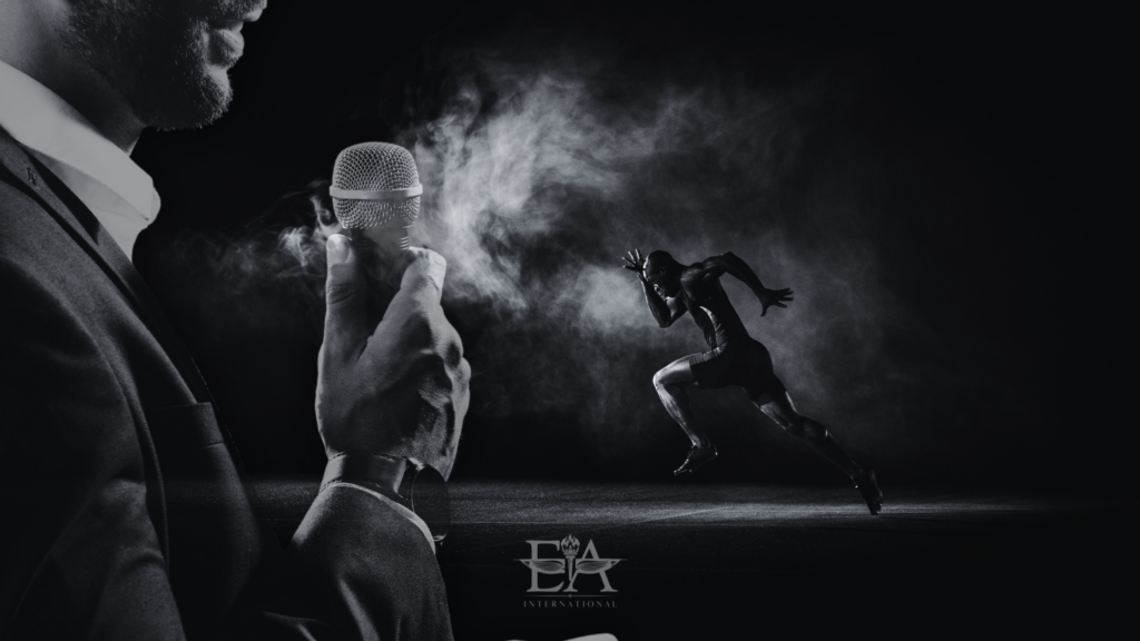 Athlete-turned-entrepreneur sharing their story on stage